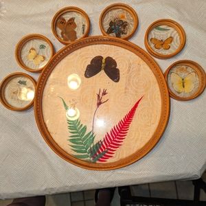 Hi Mark Raton Butterfly Tray with 6 Coasters